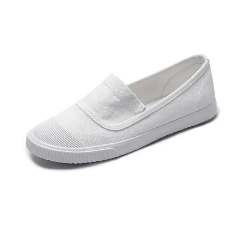 Модные одноногие парусиновые туфли на педали для женщин 2024 года, новые весенние туфли для отдыха, универсальные маленькие белые туфли, женские туфли на плоской подошве, zapatos