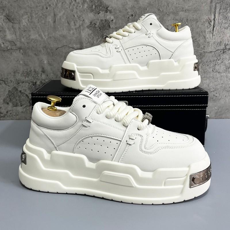 Mens White Platform Sneakers Thick Sole Casual Shoes Design Trendy Bread Shoe Unisex Comfortable Daily Wear