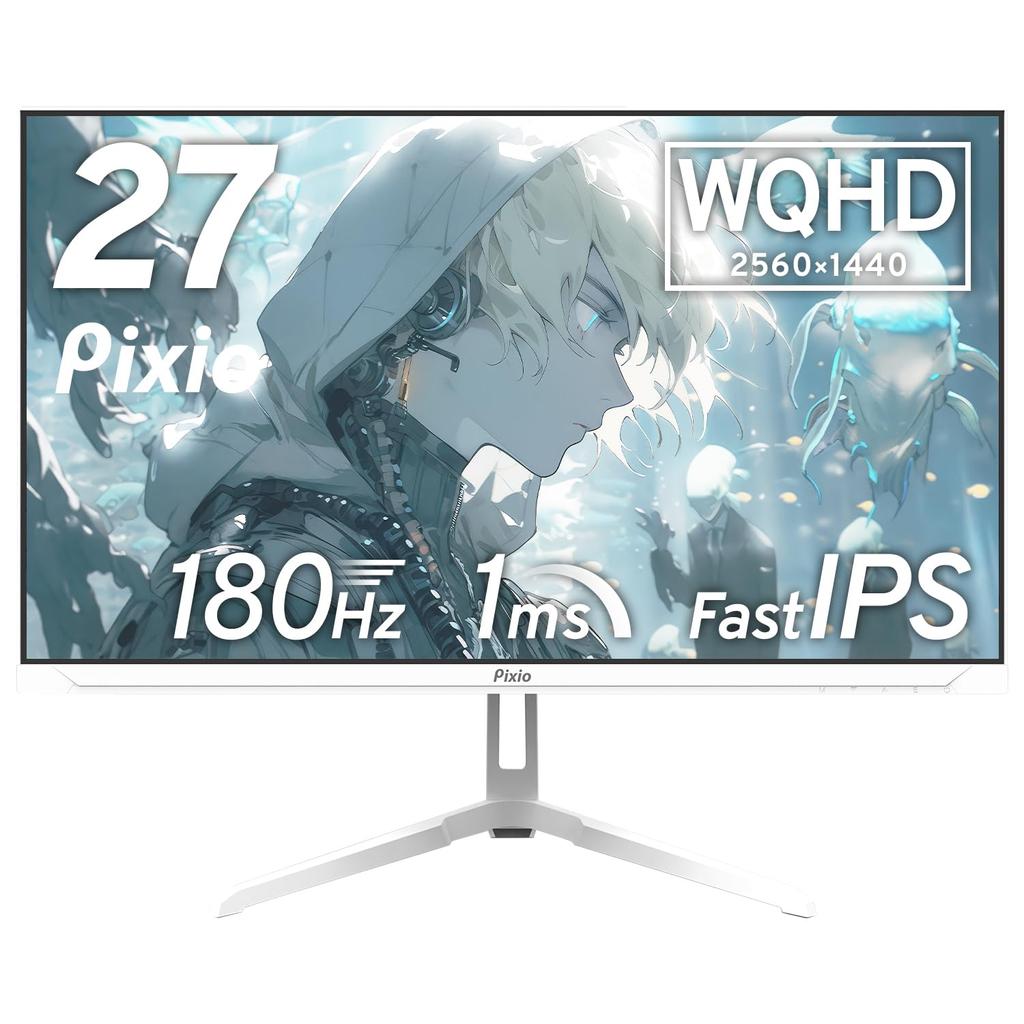 Pixio PX278 WAVE White Gaming Monitor 27 Inch 180Hz WQHD White Cute