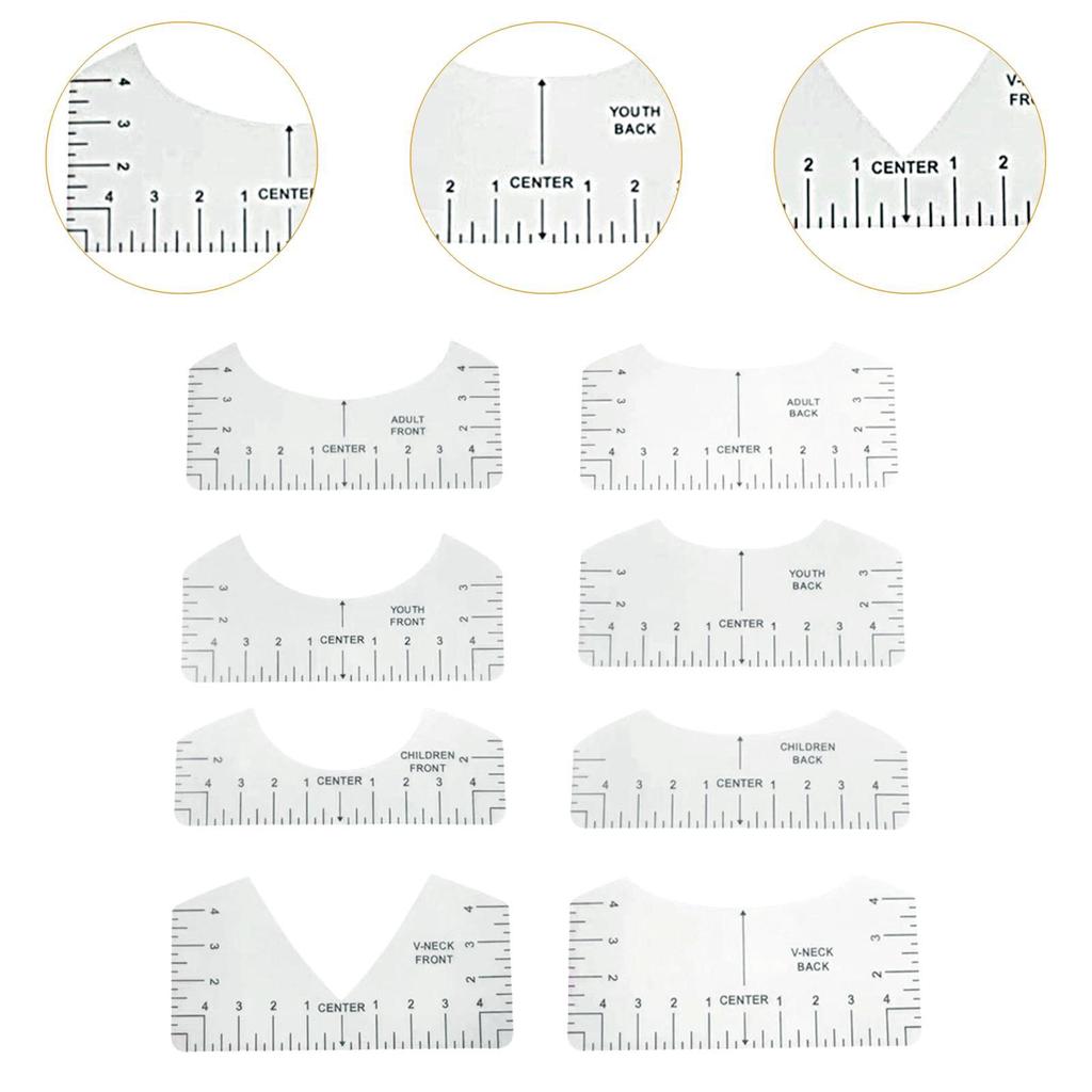 8x линеек для футболок, портативный набор, выравнивающий инструмент для всех размеров футболок, виниловых накладок, горячий пресс, швейные принадлежности для взрослых