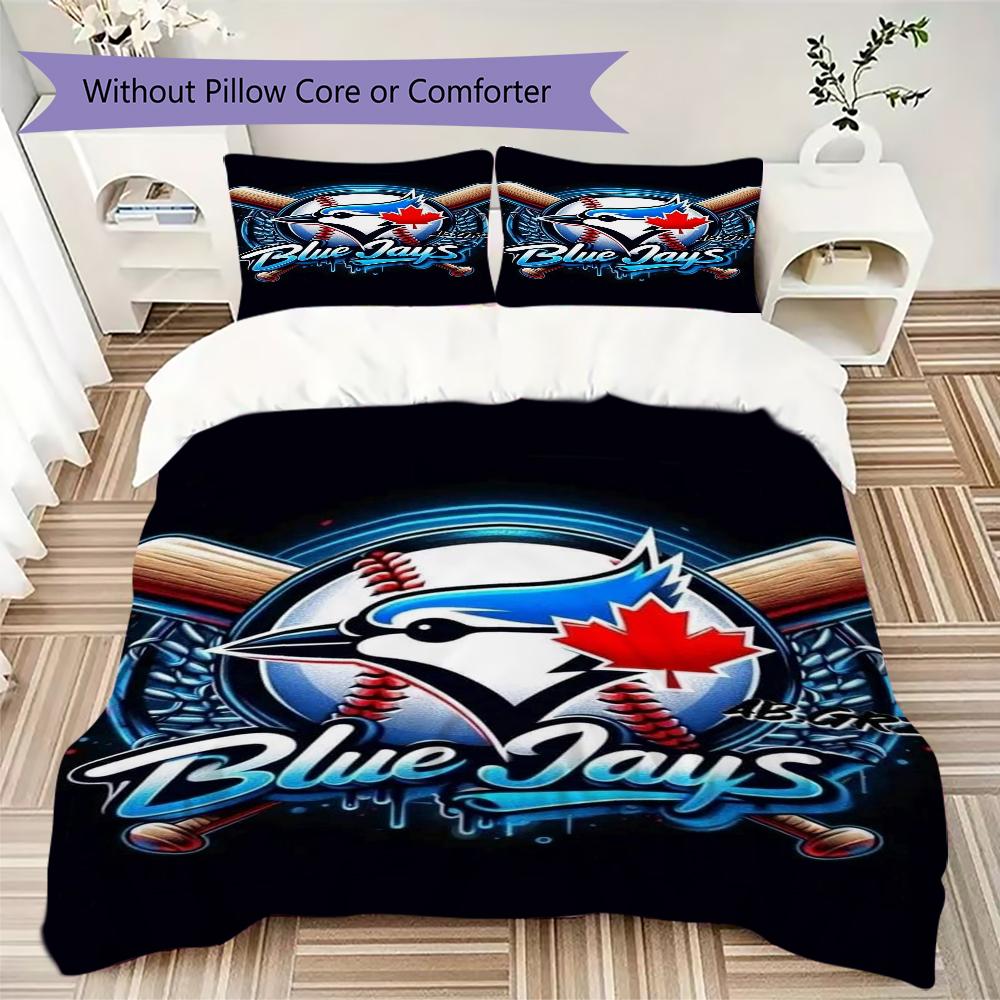 Toronto Blue Jays Pattern Bedding uilt Set uilt Cover Pillowcase Home Decoration Birthday Gift (1*duvet cover + 2*pillowcase without core)