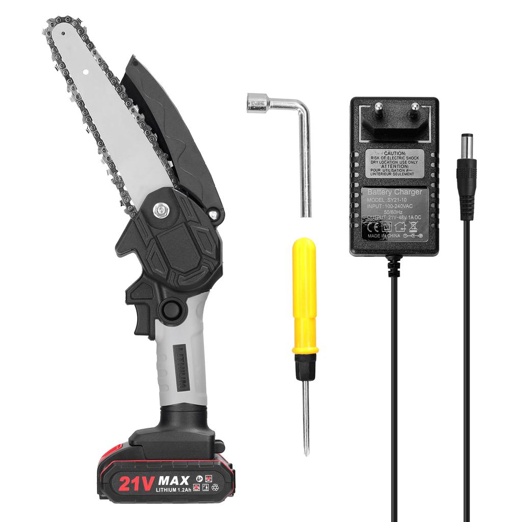 21 В 6-дюймовые портативные электрические обрезные пилы, маленькая бензопила для раскалывания древесины, щеточный двигатель, одна рука