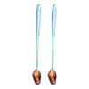 2Pcs Rose Flower Stirring Spoon Set Stainless Steel Ice Cream Spoon, Multi-color (BPA Free, No FDA)