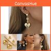 Heart Gold Trendy Pendant Earrings Vintage Geometric Heart Studs Fashion Style Street