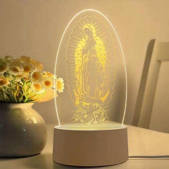 Guadalupe Virgin Prayer Lamp USB Powered Warm Light Soft Glow Catholic Night Light LED Religious