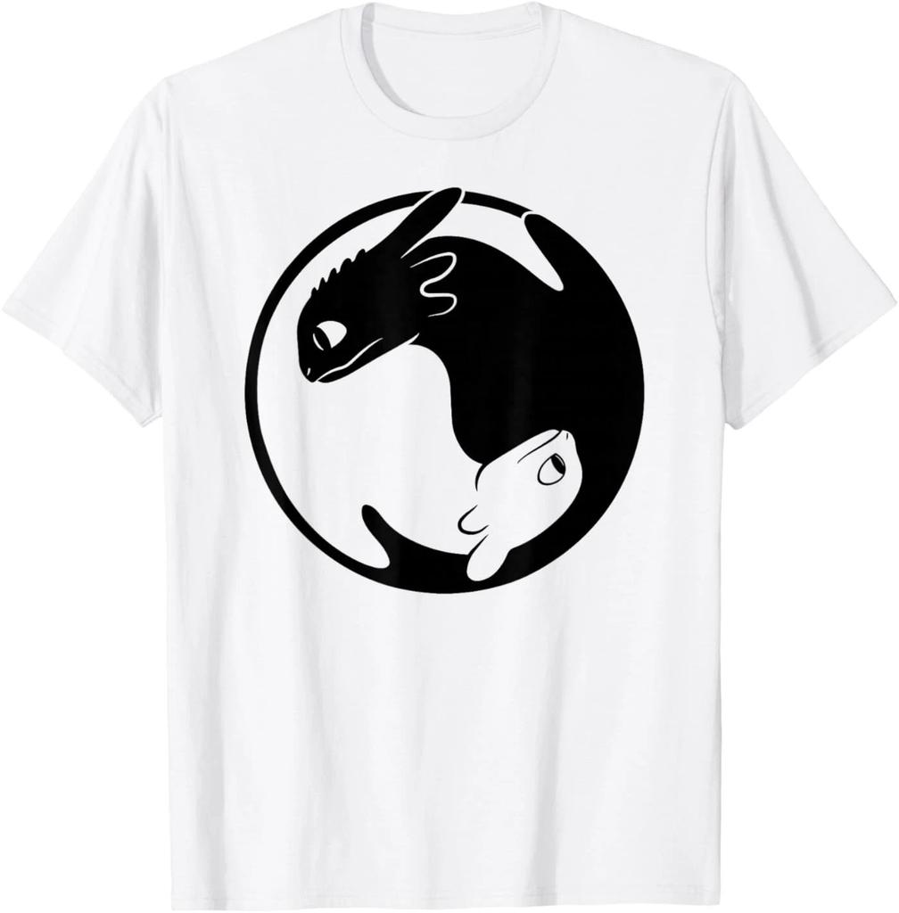 How To Train Your Dragon 3 Dragon Yin Yang 100% Cotton T-shirt Mens Tees Top