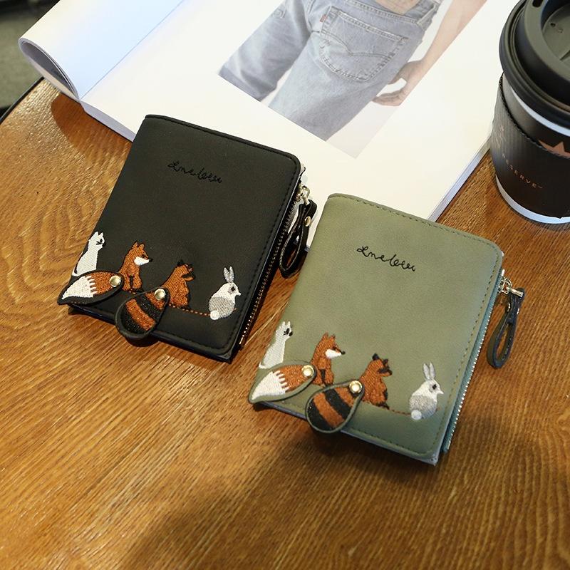 IELGY ins Wallet Female Short Style Korean Version Cute Fresh Folding Mini Trendy Unique Coin Purse