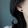 Cinnabar Mole Earrings for Women Small Red Bean Earrings New Niche Design Earrings
