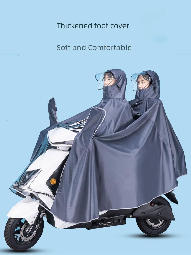 Electric Motorcycle Raincoat for Two People, Enlarged and Thickened, Long Full-Body Rain Poncho for Heavy Rain Protection