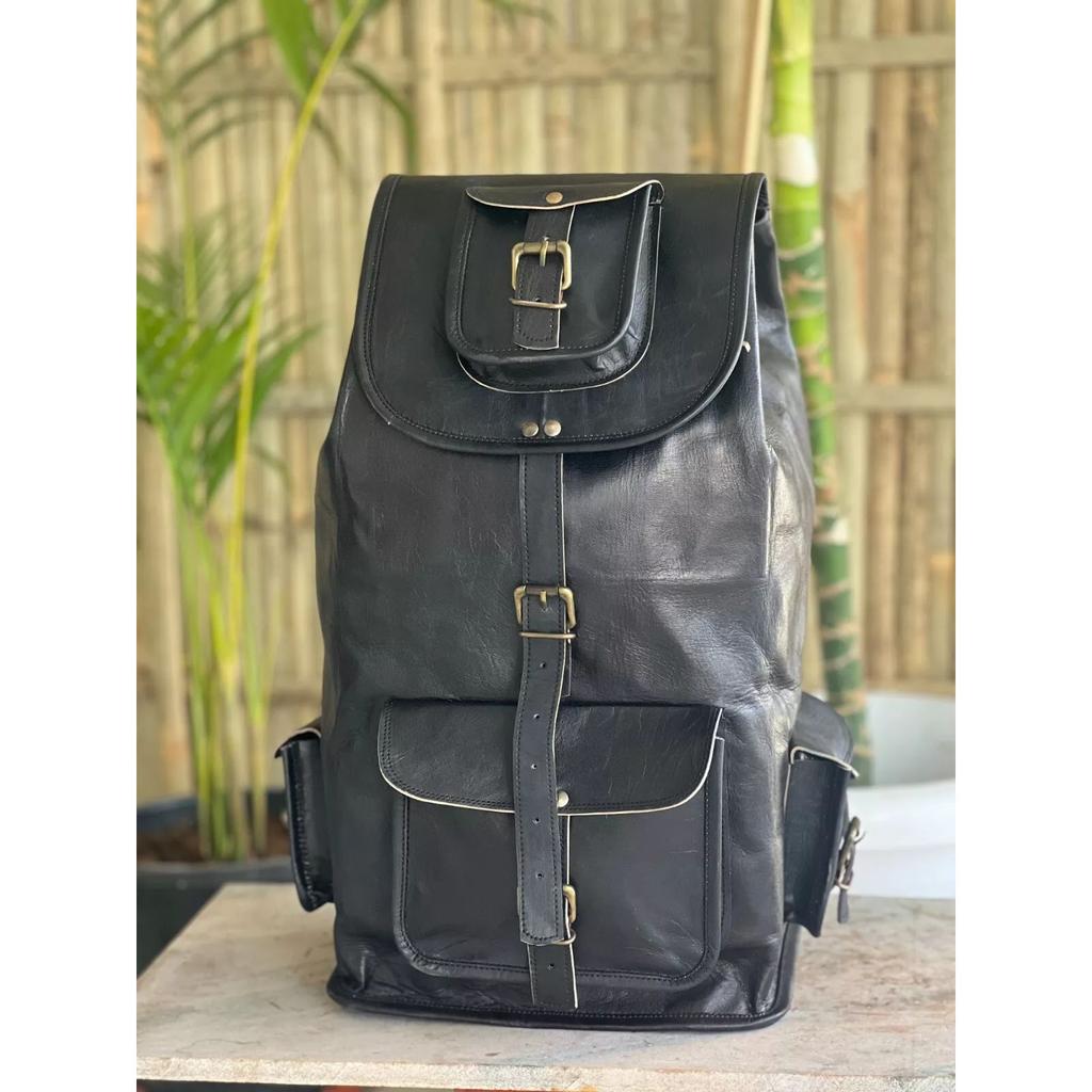 Bag Goat Leather Backpack Rucksack Laptop Vintage Brown Travel Men