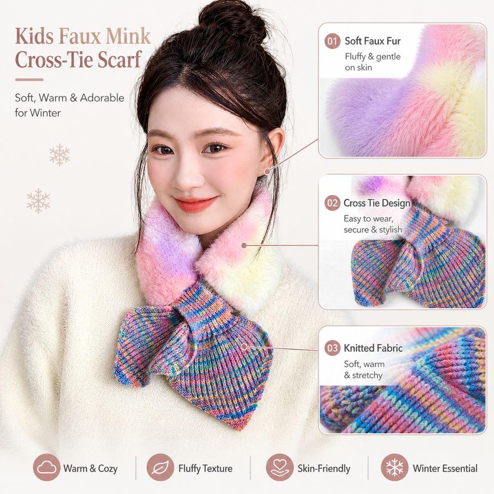 Knitted Fabric Faux Fur Scarf Cross Tie Winter Neck Scarf New Wrist Cuff Daily Outfits