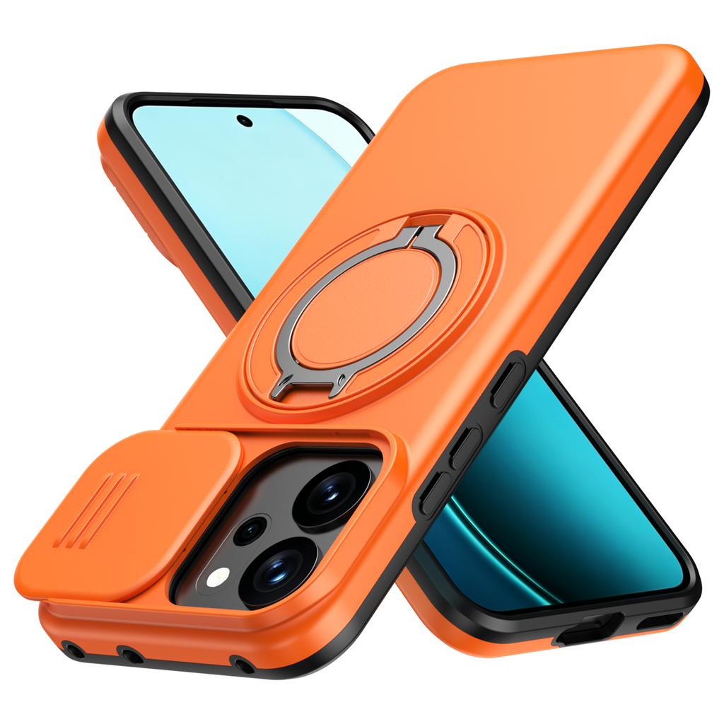 Сдвижная крышка объектива камеры Бронированный чехол для телефона Для OPPO Reno14 Pro Reno 14F Металлическое кольцо Подставка-держатель Ударопрочный корпус из ТПУ-пластика