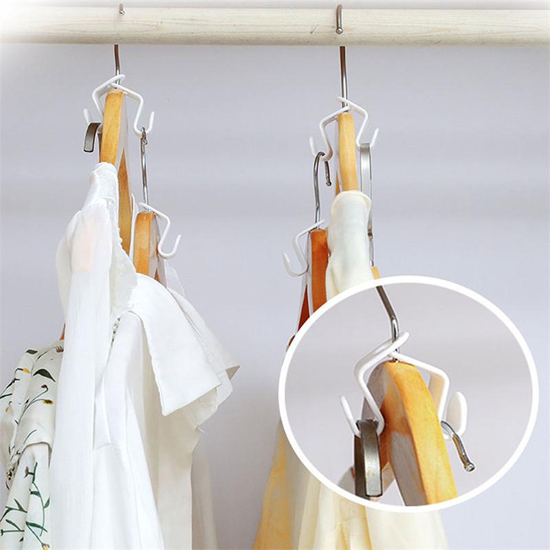50Pcs Mini Clothes Hanger For Wardrobe Connector Hook Plastic Wardrobe Coat Extender Clips Holder Space Saving