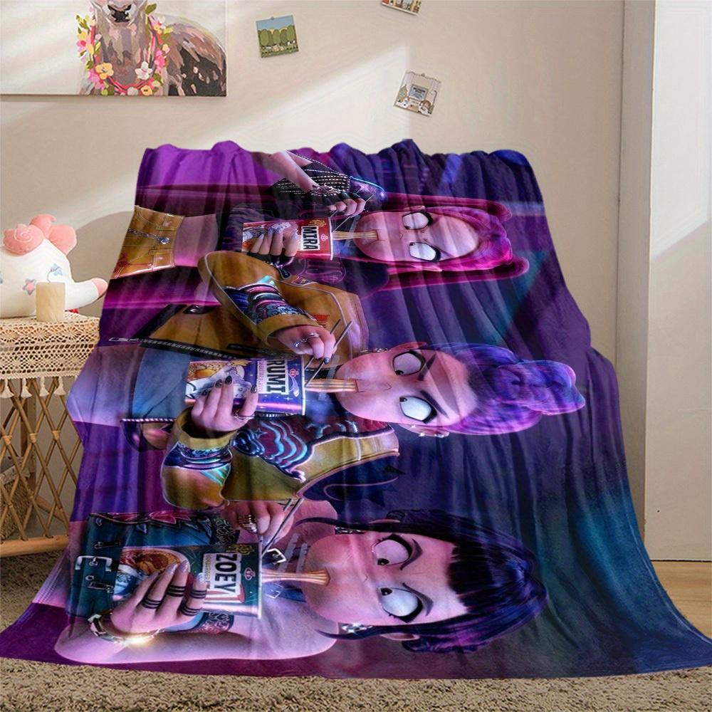 1Pc HUNTR X Zoey Print Flannel Blanket, Comfortable for All Seasons, Home Decor, Warmth and Comfort, Perfect for Christmas Gifts821061