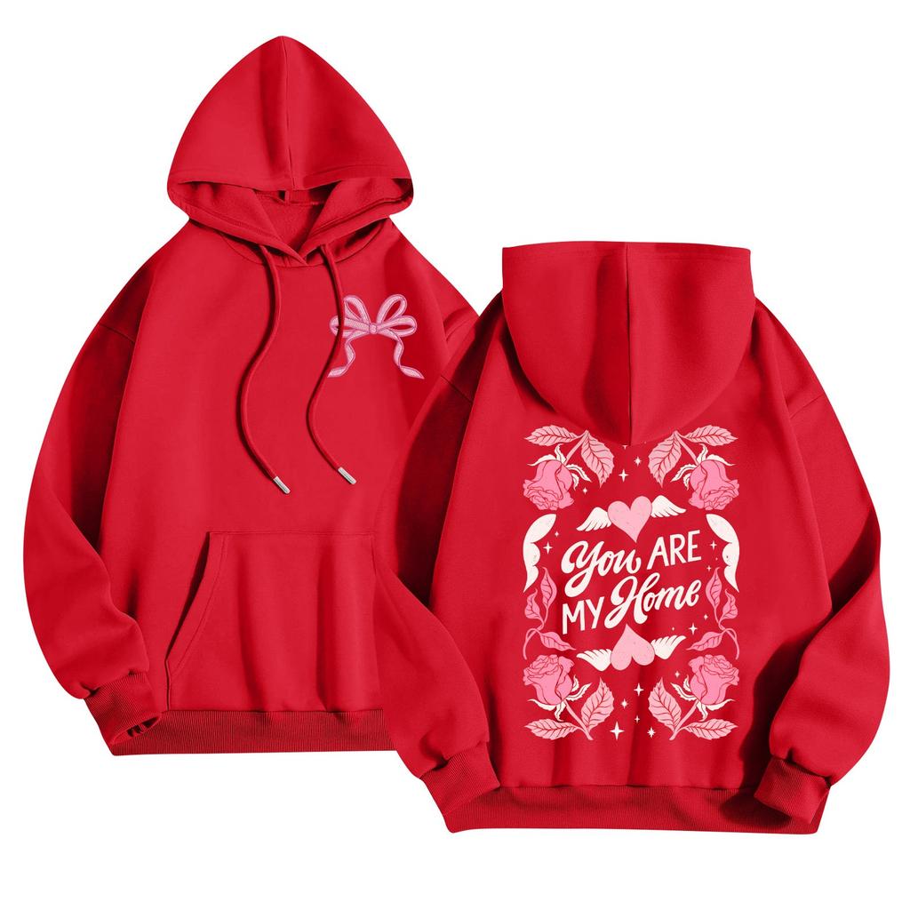 Женская толстовка с капюшоном и круглым вырезом, длинными рукавами и цветочным принтом