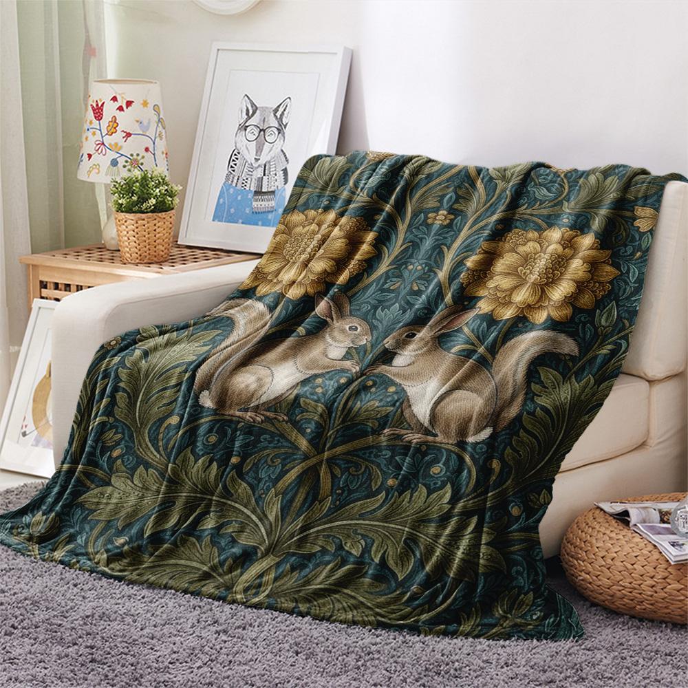 1PC Arts and Crafts Print FlAannel Blanket, High quality Comfortable for All Seasons, Home Decor, Warmth and Comfort