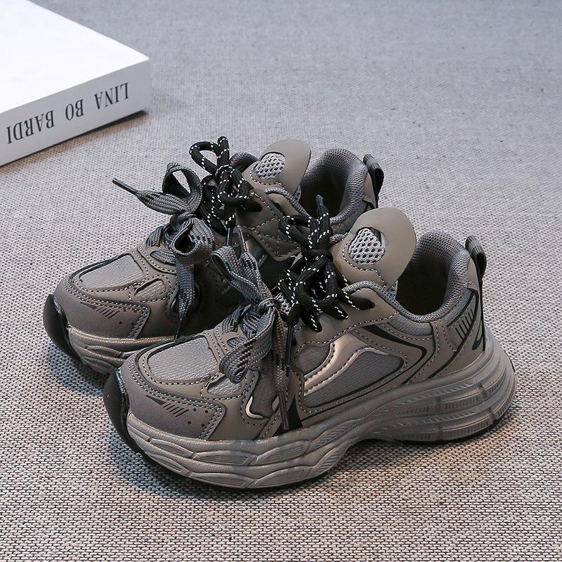 Children's Dad Shoes Shoes Leather Surface Waterproof 25 Spring and Autumn New Non-slip Classmates Boys and Girls Sports Shoes Dad Shoes