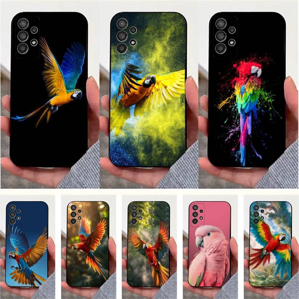 A-Животное Попугай Птица Для Samsung S9,S10,S20,S10,S21,S25,S24,S23,Ultra,FE,Plus,Lite,Мягкий Силиконовый Черный Чехол