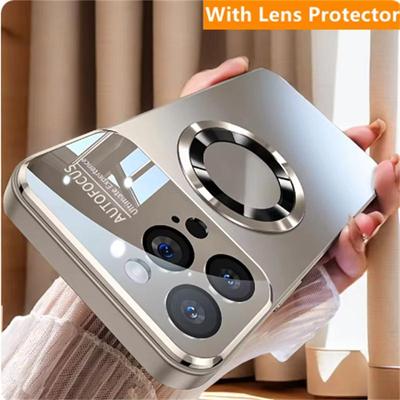 Роскошный титановый металлический цветной матовый магнитный чехол для iPhone 16 15 14 13 12 11 Pro Max Plus чехол для беспроводной зарядки Magsafe