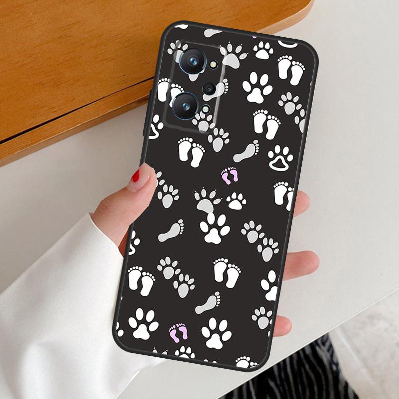 Следы лап собаки Цветной узор Для Realme 11 12 Pro Plus 10 9 GT5 GT Neo 6 C25s C21Y C30 C31 C33 C35 C51 C53 C55 C67 Чехол