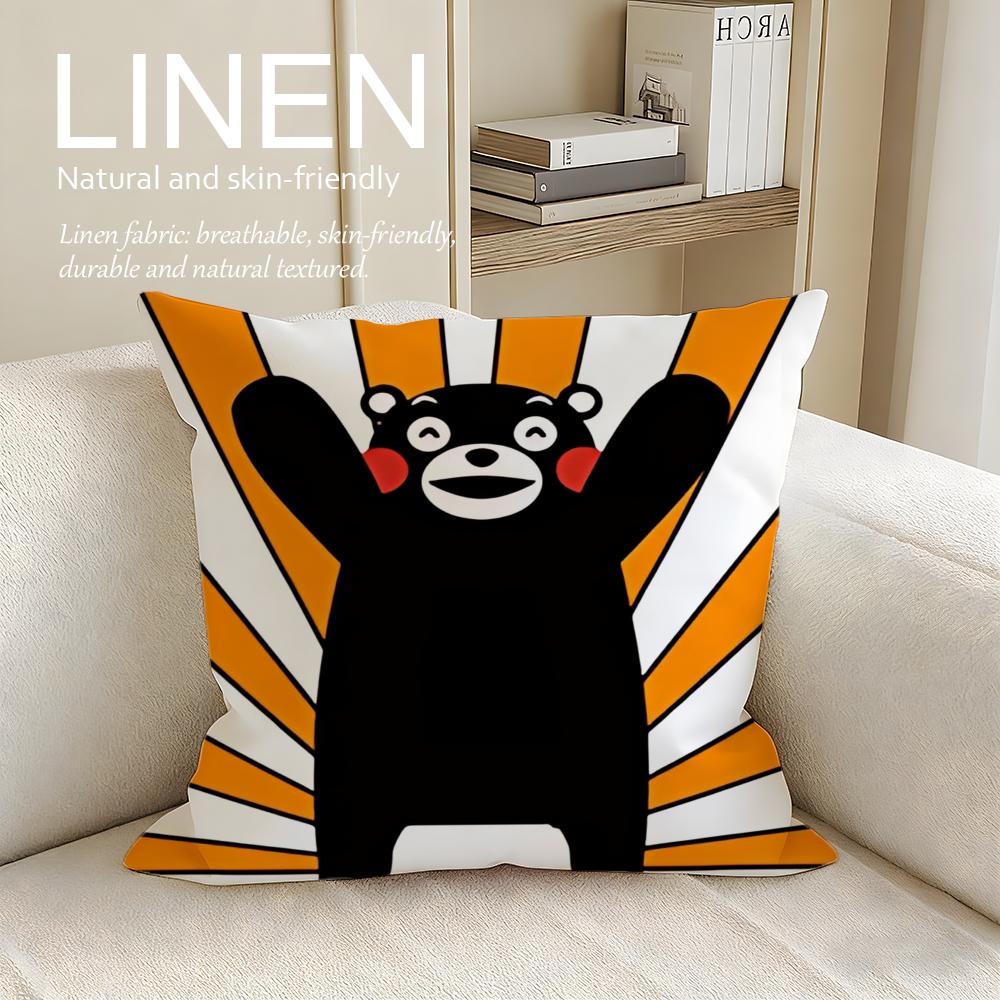 Cute Kumamon Cushion Cover Linen Decorative Pillowcase Set Pcs x x x Breathable Washable Sofa Cushion Cover
