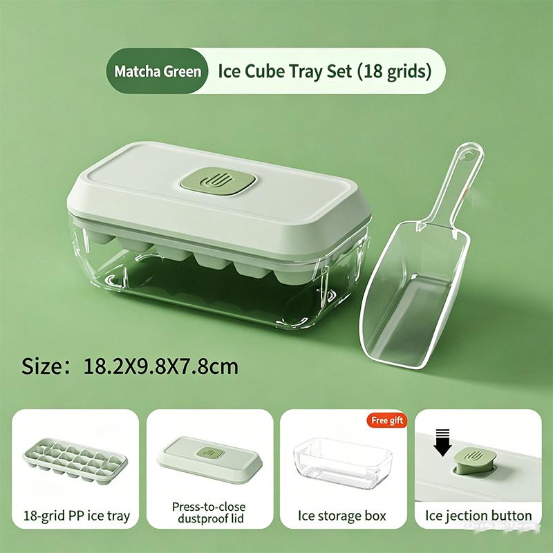 Quick Release Ice Cube Tray With Storage Box And Scoop 18/32 Cavity Food Grade Ice Mold For Cocktails Whiskey And Daily Drinks