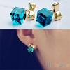 Women Shimmers Chic Bowknot Shiny Cube Rhinestone Ear Studs Cute Dangle Earrings