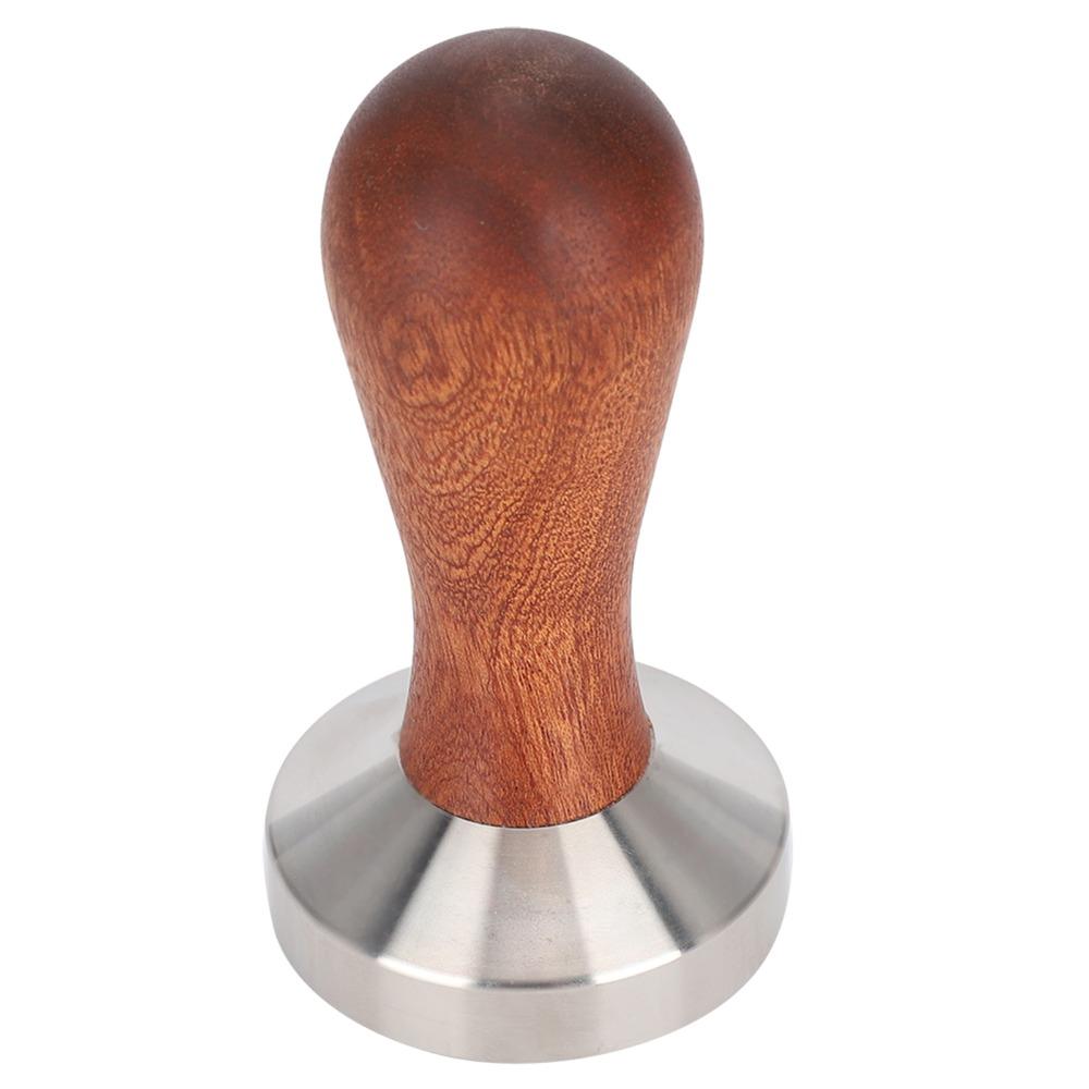 Wooden Handle Stainless Steel Coffee Tamper Flat Bottom Coffee Powder Pressing Tool Coffee Making