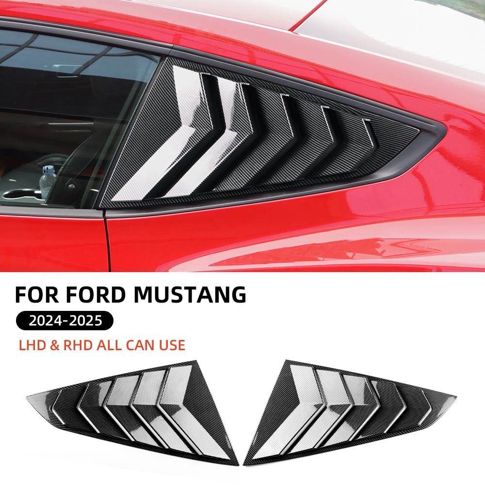 Carbon Fiber Style Rear Side Spoiler for Ford Mustang GT S650 2024-2026, Gloss Black Triangular Splitter
