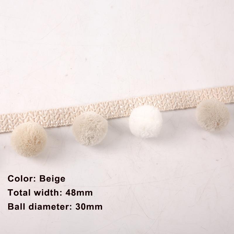5M/25M 30mm Ball Pom pom Trim 48mm Width Fringe Ribbon Sewing Decoration Pompom Tassel for Pillow Curtain Tablecloth DIY Craft
