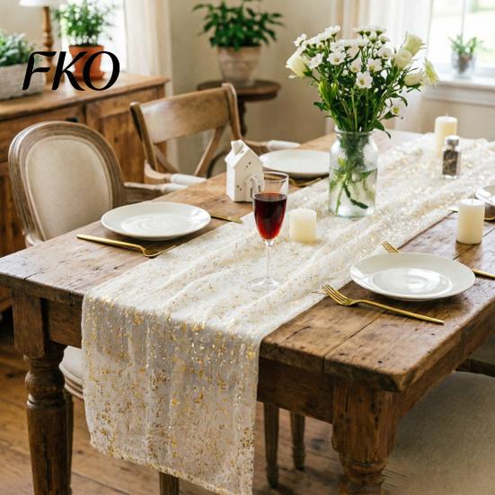 Table Runner Glittery Runner, Sheer Flowing Tulle Elegant Charming Dining Accessory for Home Wedding Baby Shower Bridal