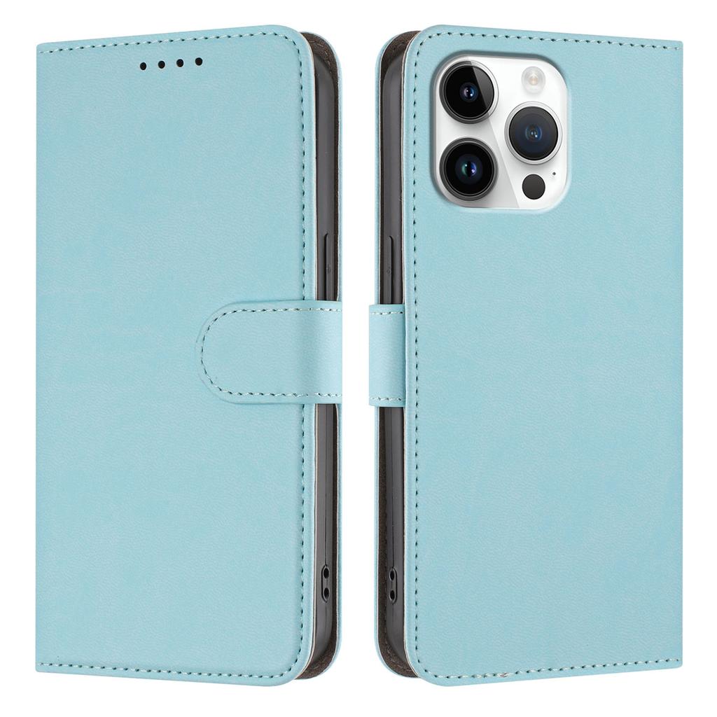 For iPhone 16 Pro Max Leather Case Solid Color Phone Cover with Wallet