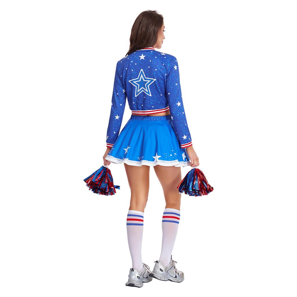 Blue Cheerleaders Women's Cheerleaders Halloween Adult Costume Football Babe Racing Costume Performance Stage Costume