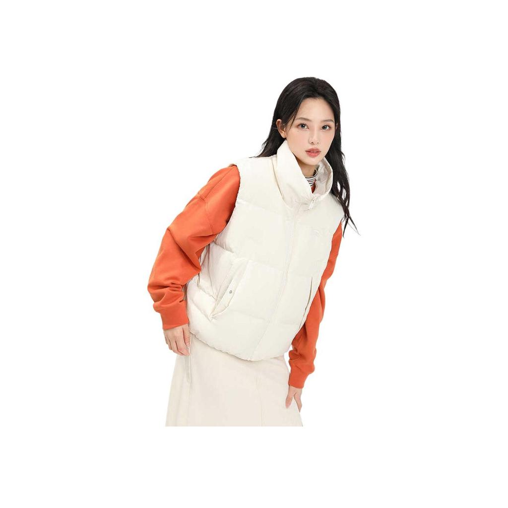 Anta Жилет для женщин Lifestyle Series с застежкой-молнией и воротником-стойкой, без рукавов, цвет Stone-White 162348902-2