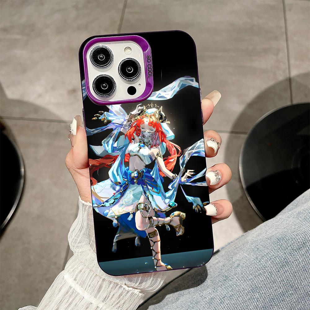 Game GI Nilou Purple Translucent Mobile Phone Case for iPhone 17 16 15 14 13 12 11 X XR XS 8 7 Air Pro Max Plus Colorful Cover
