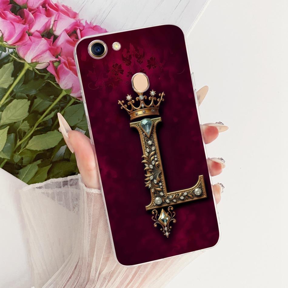 For OPPO F5 F7 Royal Crown Initial Letter Couple Phone Case For Oppo F7 F 5 F5 Youth Soft Silicone TPU Covers Bumpers