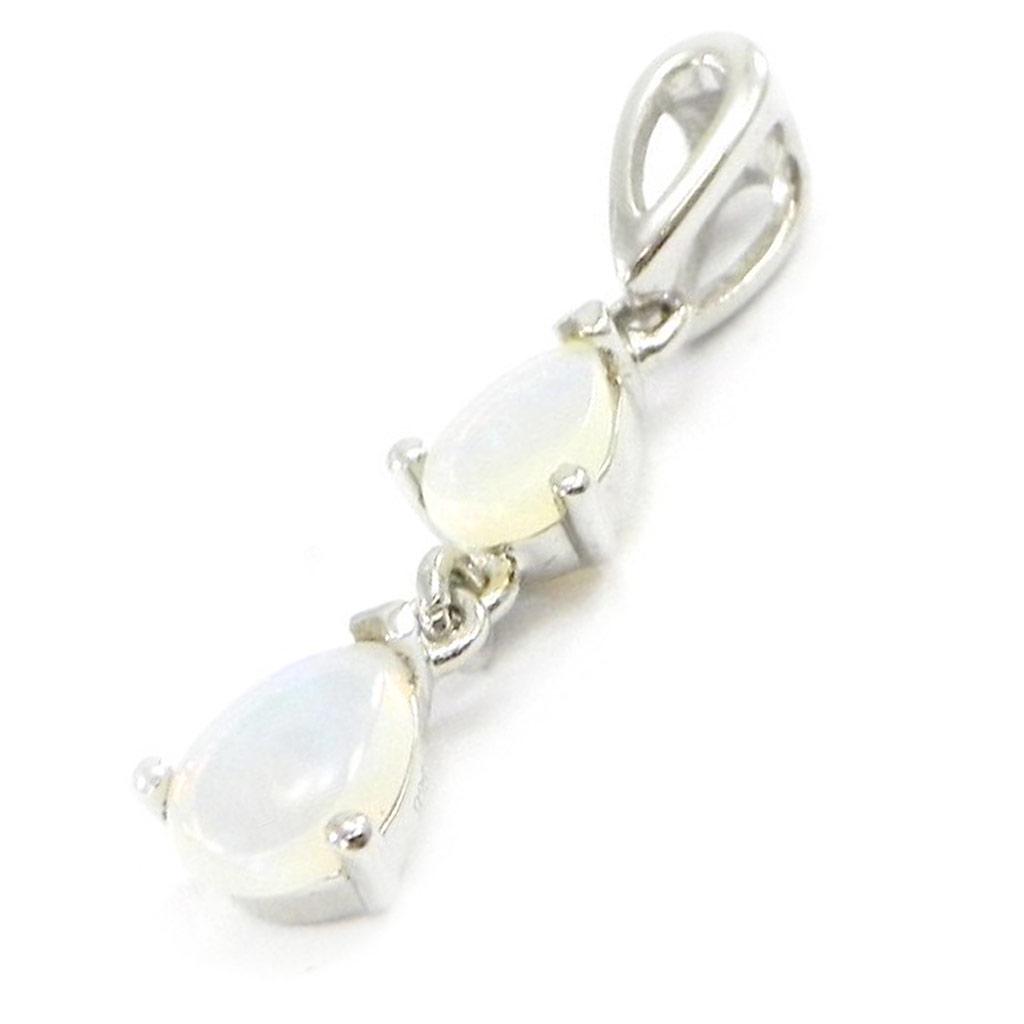 Les Trésors De Lily [I2612] - Artisan Silver Pendant 'Goddess Opal' Silver White (rhodium-plated) - 25x5 Mm