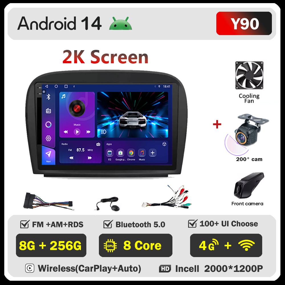 Для Mercedes Benz SL R230 SL350 SL500 SL55 SL600 SL65 2001-2007 Android 14 автомобильный радиоплеер GPS навигация сенсорный экран 5G Wifi