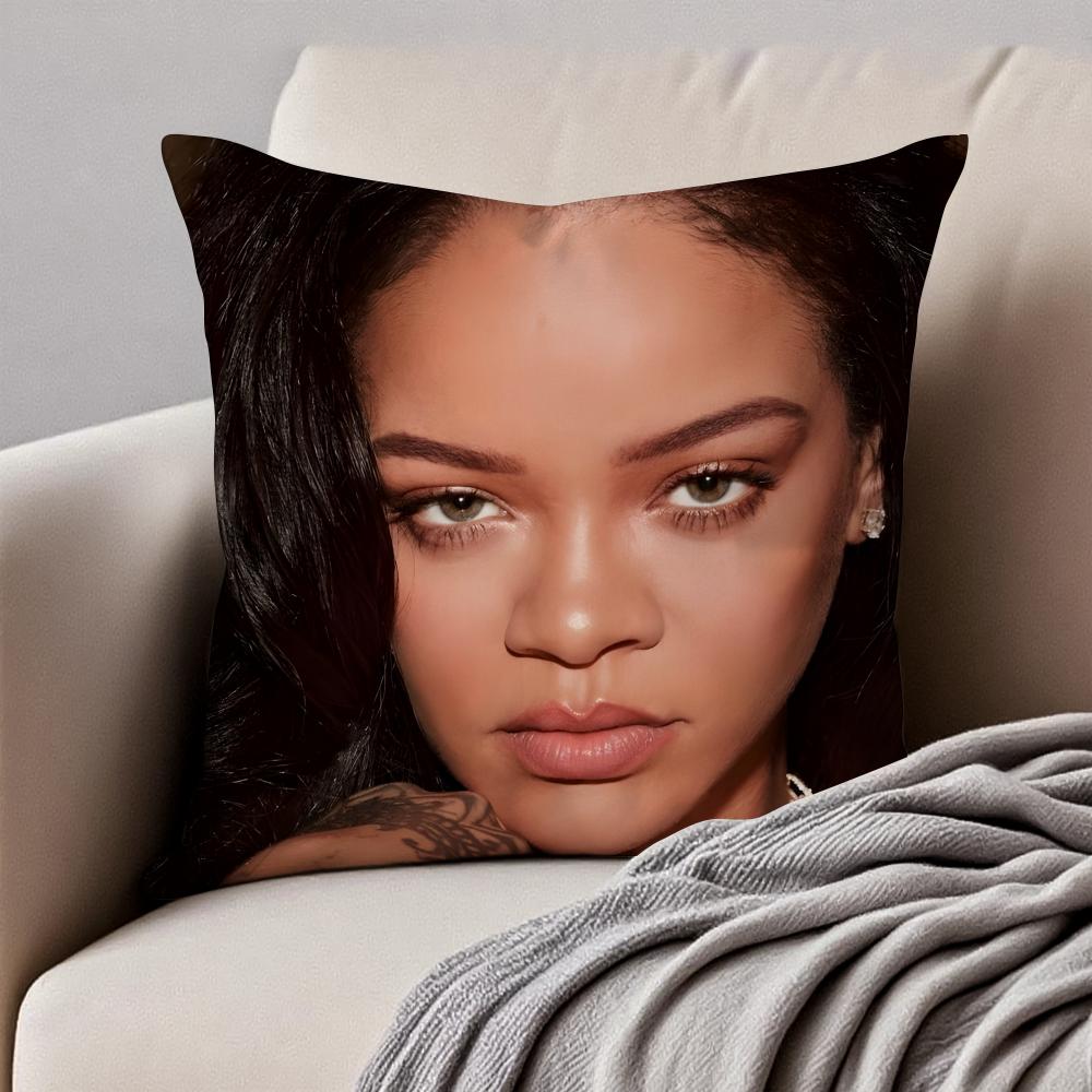 Bold RB Barbadian Singer RRihanna Cushion Cover Pillowcase Antidustmite Invisible Zipper Short Plush Sofa Cushion