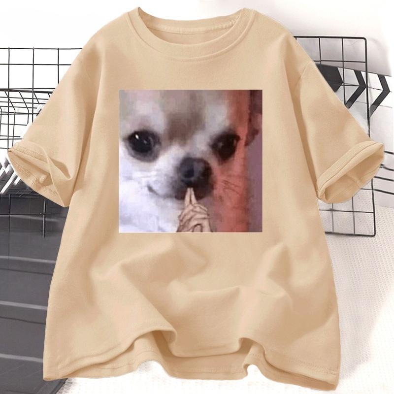 Chihuahua Pondering Funny Meme T Shirt WOMEN Unisex Funny Cat Grpahic T Shirts Summer Short Sleeve Cats Lovers Tshirt Cotton Tops