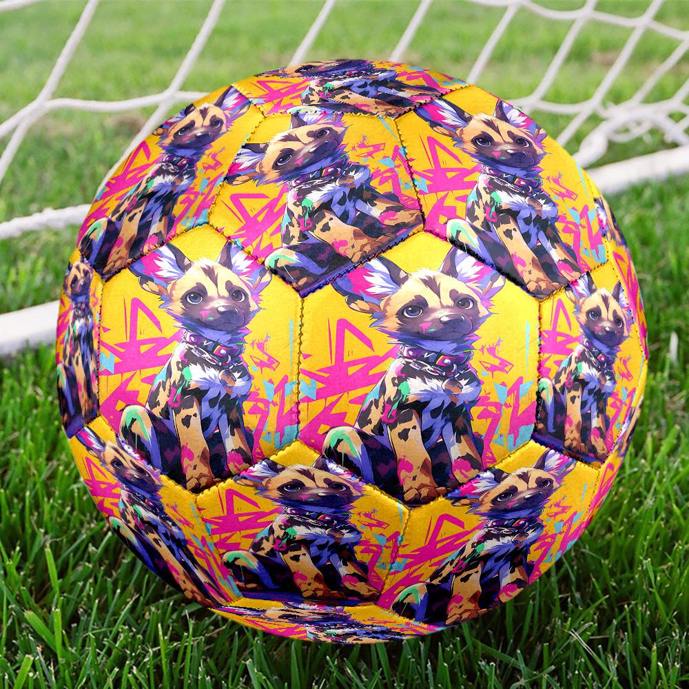 1pc Colorful Wild Dog Art Size 5 Soccer Ball Suitable for Match Training & Outdoor Use, Durable for Competitive Games, Tournaments Football, Practice