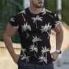 Summer Coconut Tree 3D Printed T-Shirt Streetwear Short Sleeve Round Neck Cool T-Shirt for Men Hawaiian Top