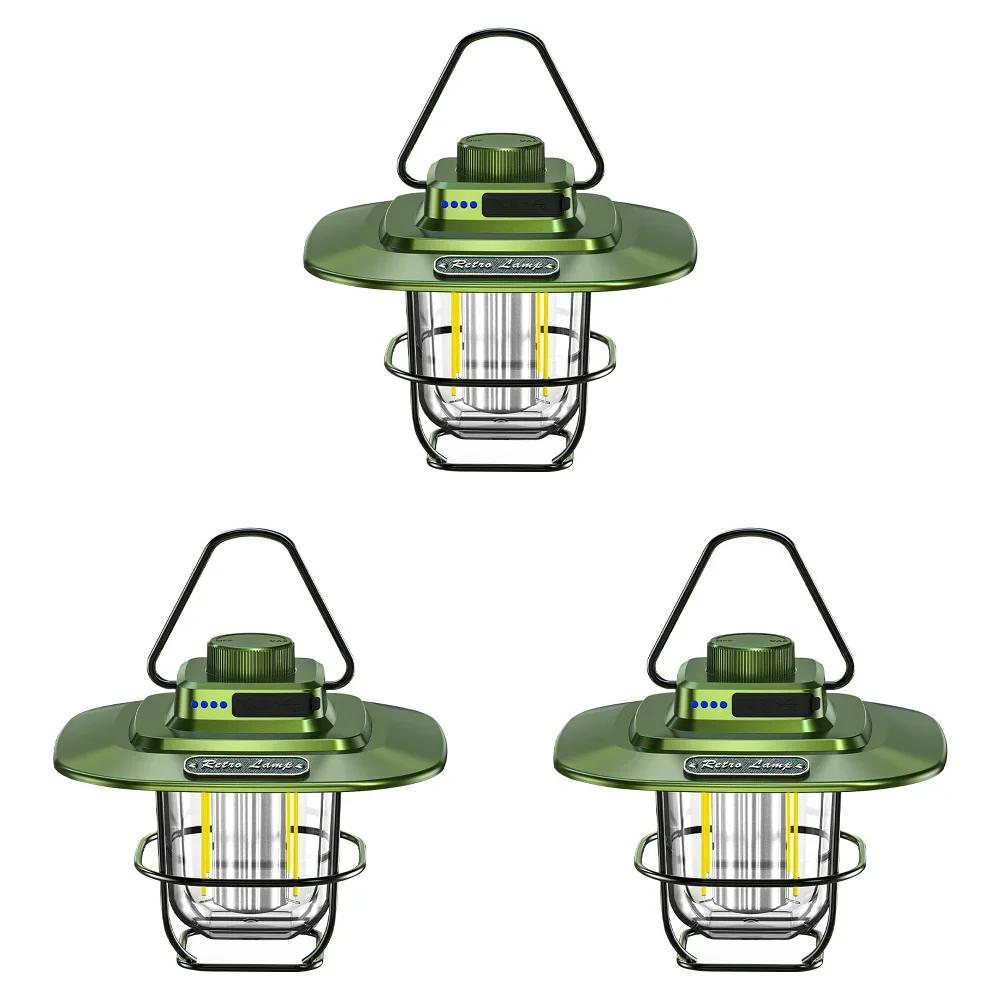 Retro Camping Light Portable Camping Lantern 4500mAh Outdoor Hanging Tent Light for Hiking Climbing Emergency Light Power Bank