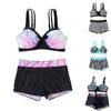 Women's Fashion Split High Waist Printed Bikini With Bra Pads And No Steel Bra Swimsuit