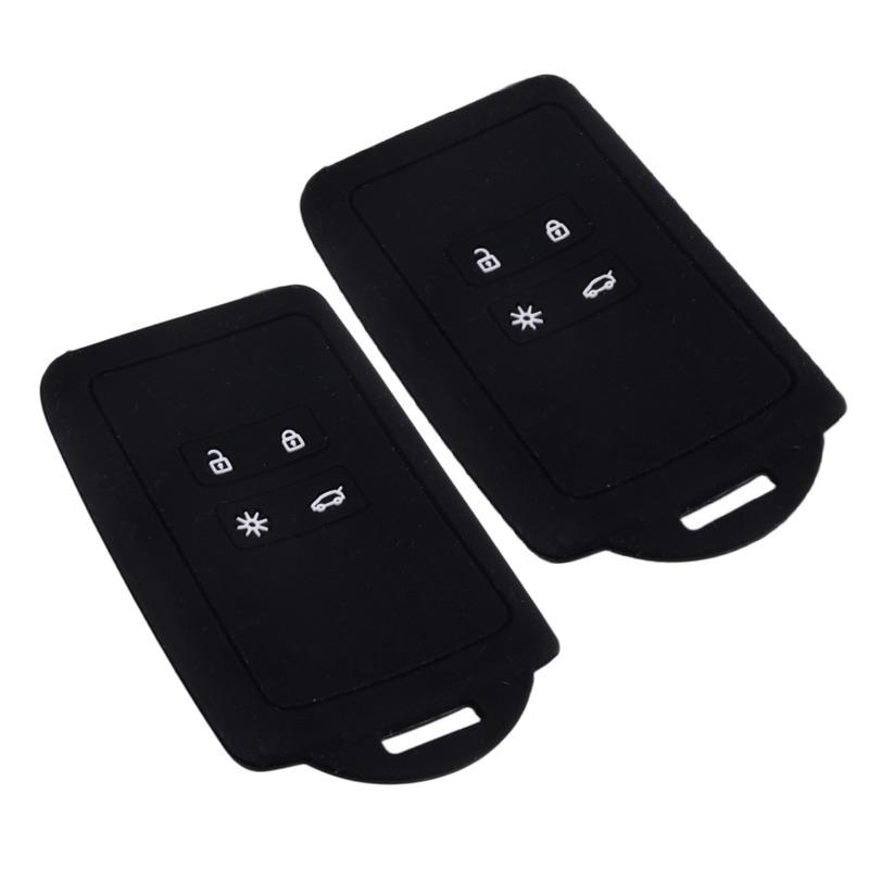 2pcs Black Silicone Remote Key Cover Case Fit For Renault Koleos Kadjar Megane Espace 2016 2017 2018 2019 2020