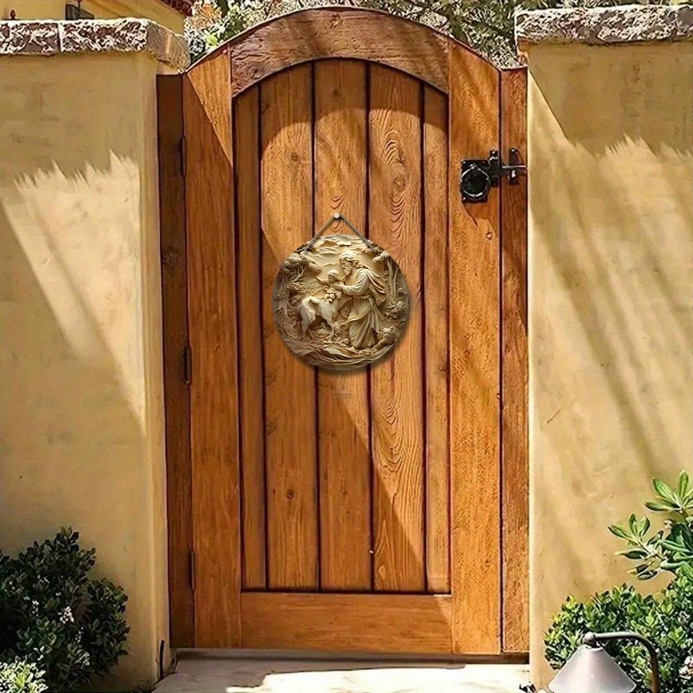 1 шт. Деревянная табличка с изображением Рождества Иисуса - эффект рельефа 2D, круглая настенная подвеска для декора церкви и дома, идеальное рождественское украшение, рождественский декор