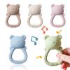 Baby Silicone Teether Bear Hand Bell Food Grade Teether Toys Rattle Baby 0-12 Months Silicone Sensory Toys Silicone Teething Toy