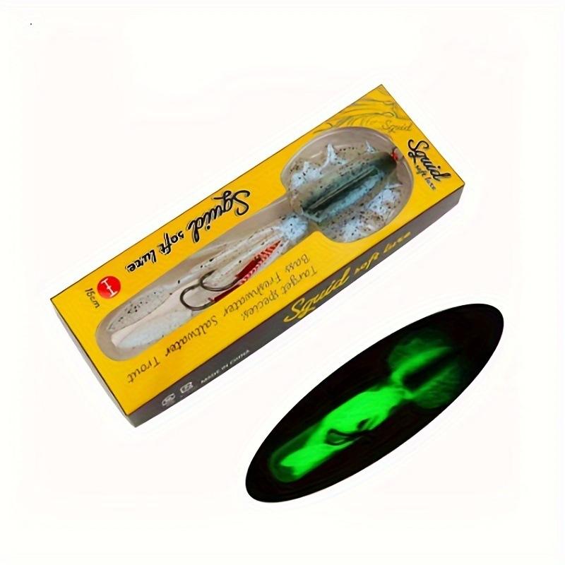 15cm/60g Stainless Steel Hook Squid Soft Bait Luminous UV Sea Fishing Jig Lure for Saltwater Fish Topwater/Midwater