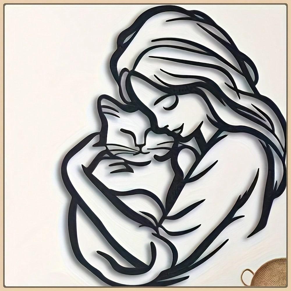 Причудливый силуэт кошки, металлическое настенное искусство, железный декор с кошками и подарок для любителей кошек