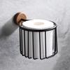 Creative Walnut Wood Toilet Paper Holder No Drill Bathroom Tissue Box with Phone Shelf
